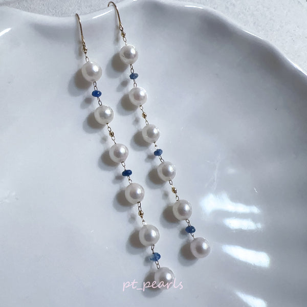 極光 Akoya 5.5-6mm 滿天星款垂吊耳環 | Aurora Akoya 5.5-6mm Star Style Dangling Earrings