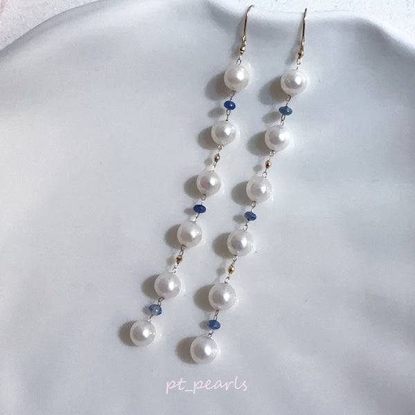 極光 Akoya 5.5-6mm 滿天星款垂吊耳環 | Aurora Akoya 5.5-6mm Star Style Dangling Earrings