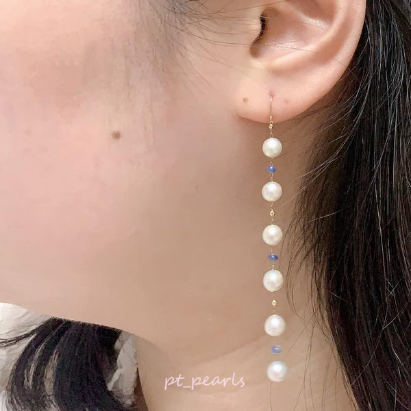 極光 Akoya 5.5-6mm 滿天星款垂吊耳環 | Aurora Akoya 5.5-6mm Star Style Dangling Earrings