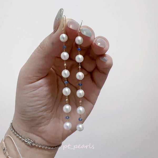 極光 Akoya 5.5-6mm 滿天星款垂吊耳環 | Aurora Akoya 5.5-6mm Star Style Dangling Earrings