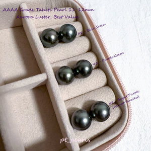 AAAA級 極光大溪地 11-12mm 耳環 | AAAA Grade Aurora Tahiti Pearl 11-12mm Earrings