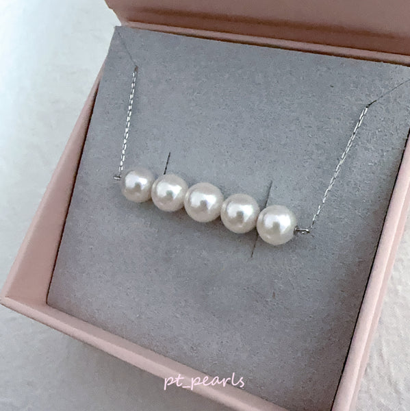 Akoya 5珠平衡木頸鏈 | Akoya 5 Pearls Necklace
