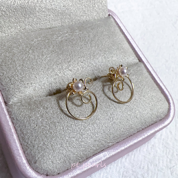 極光彩凜品質 Akoya 3-3.5mm 配素金設計耳環 | Aurora Sailin Quality Akoya 3-3.5mm with Solid Gold Design Earrings