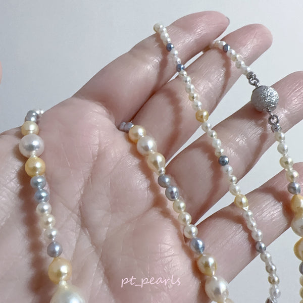 極光 Akoya 糖果色 無調色 3-9mm 珠鏈及手鏈 | Aurora Akoya Macaroon Non Color Treated 3-9mm Pearl Strand & Bracelet