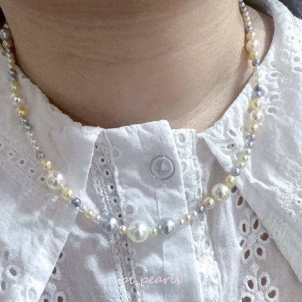 極光 Akoya 糖果色 無調色 3-9mm 珠鏈及手鏈 | Aurora Akoya Macaroon Non Color Treated 3-9mm Pearl Strand & Bracelet