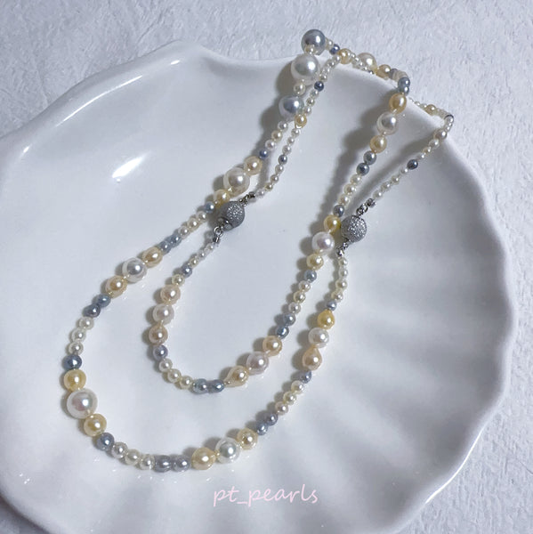 極光 Akoya 糖果色 無調色 3-9mm 珠鏈及手鏈 | Aurora Akoya Macaroon Non Color Treated 3-9mm Pearl Strand & Bracelet