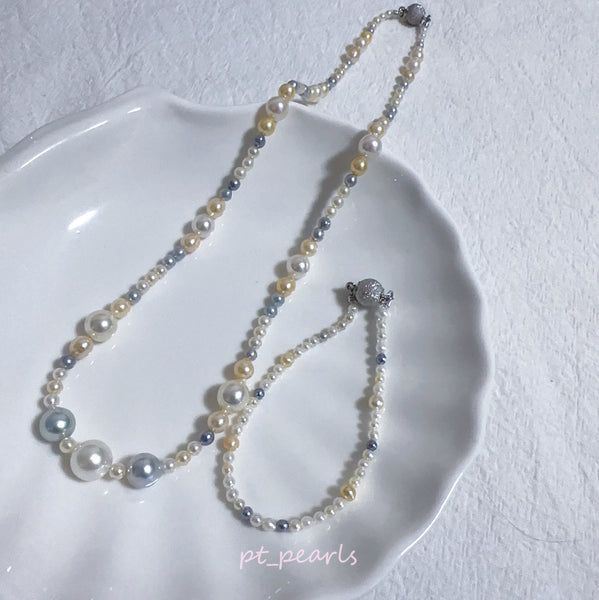 極光 Akoya 糖果色 無調色 3-9mm 珠鏈及手鏈 | Aurora Akoya Macaroon Non Color Treated 3-9mm Pearl Strand & Bracelet