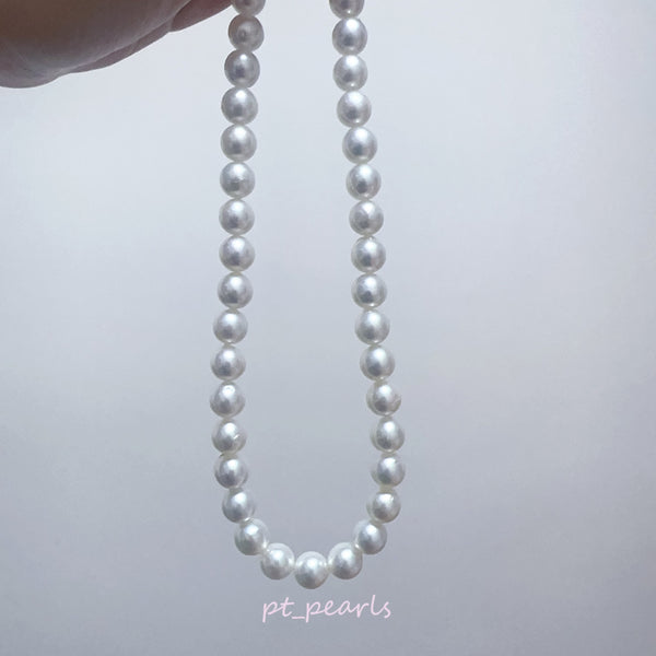 極光 Akoya 亮白帶粉 8.5-9mm 珠鏈 | Aurora Akoya White w/ Pink 8.5-9mm Pearl Strand