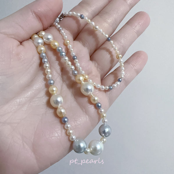 極光 Akoya 糖果色 無調色 3-9mm 珠鏈及手鏈 | Aurora Akoya Macaroon Non Color Treated 3-9mm Pearl Strand & Bracelet