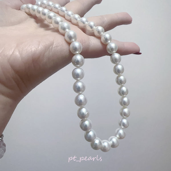 極光 Akoya 亮白帶粉 8.5-9mm 珠鏈 | Aurora Akoya White w/ Pink 8.5-9mm Pearl Strand