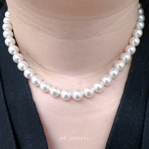 極光 Akoya 亮白帶粉 8.5-9mm 珠鏈 | Aurora Akoya White w/ Pink 8.5-9mm Pearl Strand