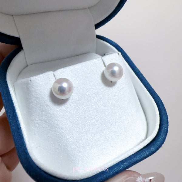 花珠級 Akoya 無調色濃粉色 7.5-8mm 耳環 | Hanadama Grade 7.5-8mm Akoya Deep Pink Earrings