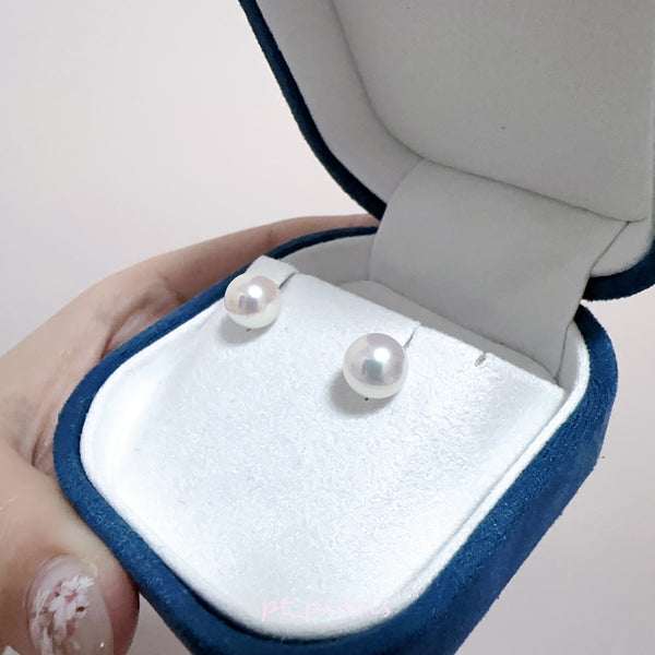 花珠級 Akoya 無調色濃粉色 7.5-8mm 耳環 | Hanadama Grade 7.5-8mm Akoya Deep Pink Earrings