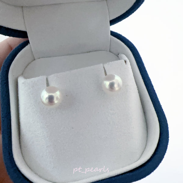 花珠級 Akoya 無調色濃粉色 7.5-8mm 耳環 | Hanadama Grade 7.5-8mm Akoya Deep Pink Earrings