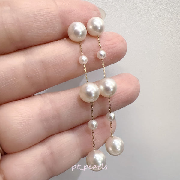 🫧泡泡款 Akoya 櫻花粉色 3.5-8mm 垂吊耳環 | Bubble Style Akoya Sakura Pink 3.5-8mm Dangling Earrings