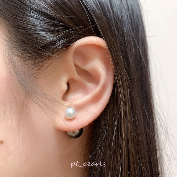 極光 Akoya 7.5-8mm / 大溪地11-12mm 雙珠耳環 / Aurora Akoya 7.5-8mm / Tahiti 11-12mm  Double Pearl Earrings