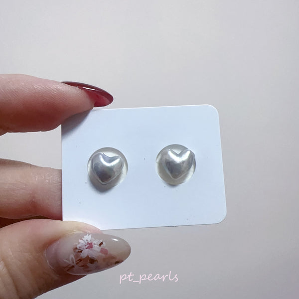 (Reserved for Javen) Akoya Keshi Gold Strand & Akoya Heart Keshi Ear Studs