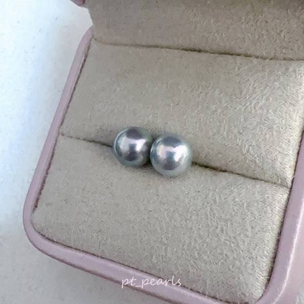 超特價 人魚色 無調色 極鏡面 Akoya 8.5-9mm 耳環 | Special Offer Mirror Luster Mermaid Akoya 8.5-9mm Ear Studs