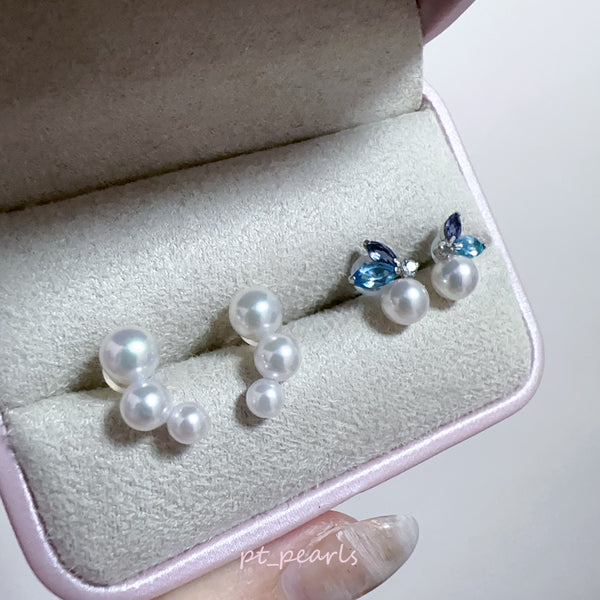 頂級極光 彩凜品質 Akoya 4-6mm耳環/ Akoya 5.5-6mm 配18K半寶石耳環  | Sailin Grade Akoya 4-6 / 5-5.5mm Earrings
