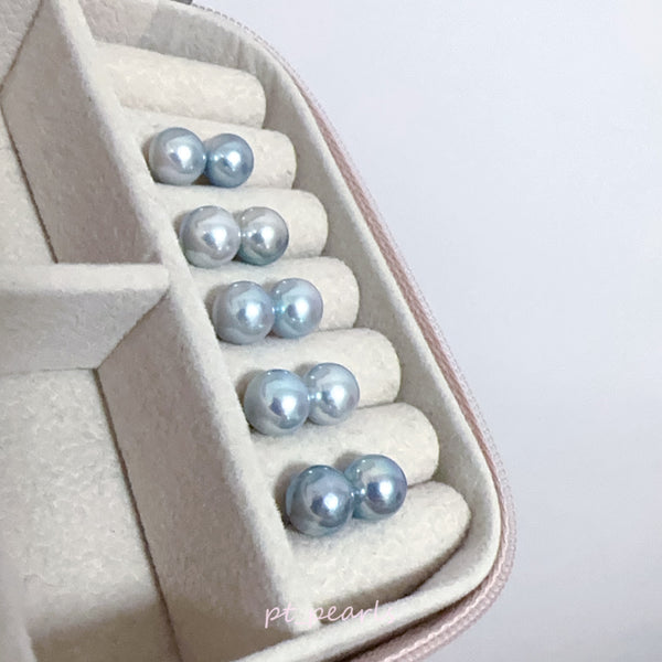 Akoya 極光巴洛克 人魚色無調色 7.5-8mm耳環 | Aurora Akoya Baroque Mermaid Color Non Color Treated 7.5-8mm Earrings