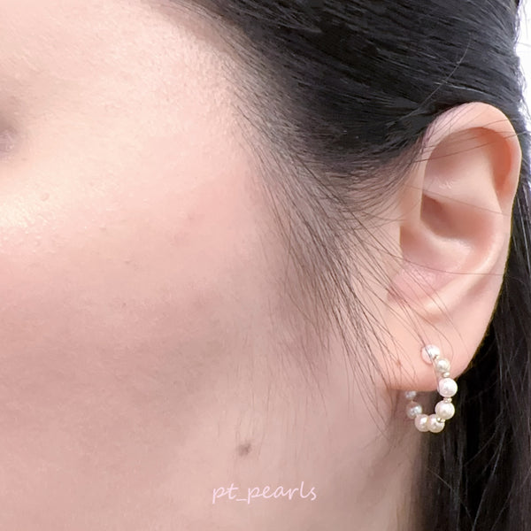 頂級真科研品質 Akoya 3.5-4mm 耳圈耳環 ｜Top PSL Grading Akoya 3.5-4mm Earhoop