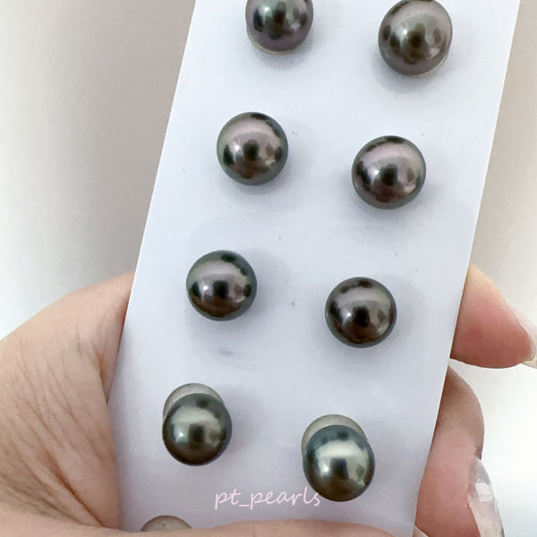 大溪地 10-11mm 綠色 / 紫色耳環 | Tahiti Pearl 10-11mm in Purple / Green