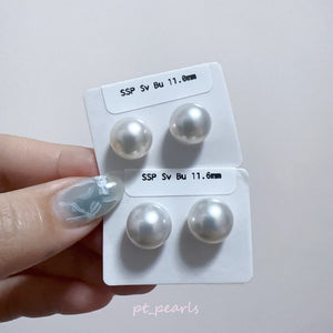 AAAA級 極光南洋澳白珠 銀藍色 11-12mm耳環 | AAAA Grade Aurora South Sea Pearl Silvery Blue 11-12mm Earrings