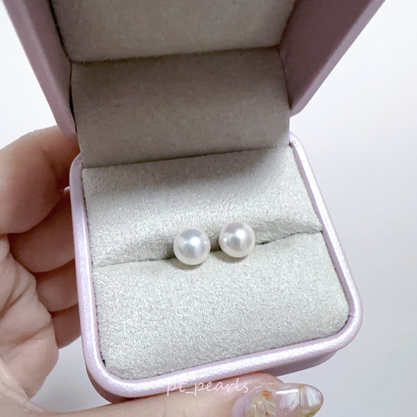 (Summer Sale) GGS花珠證書 頂級Akoya 粉白色 7.5-8mm耳環 | GGS Hanadama Cert 7.5-8mm Akoya Pink White Earrings