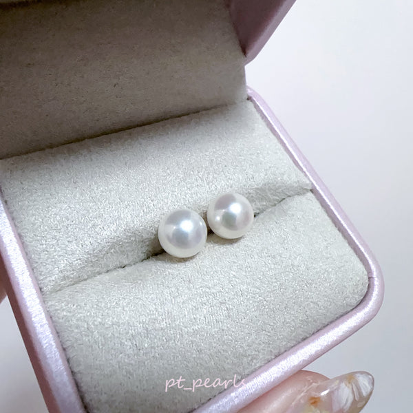 (Summer Sale) GGS花珠證書 頂級Akoya 粉白色 7.5-8mm耳環 | GGS Hanadama Cert 7.5-8mm Akoya Pink White Earrings