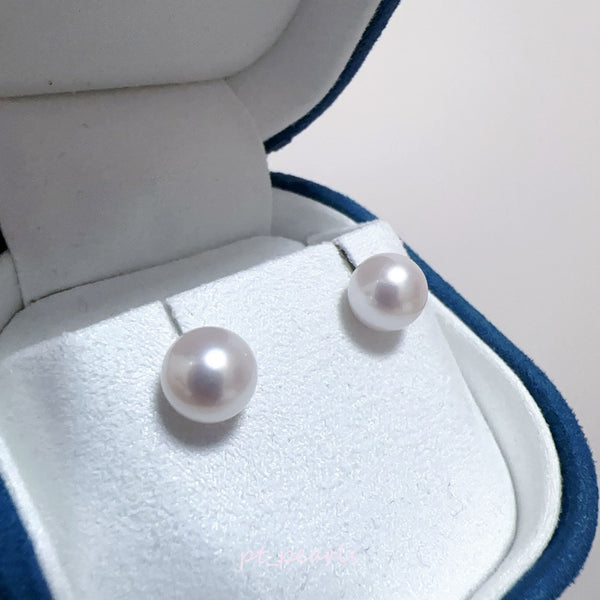 Akoya 極光花珠 8.0mm耳環 連真科研小卡證 | Akoya Aurora Hanadama 8.0mm Earrings with Japan PSL Card Cert