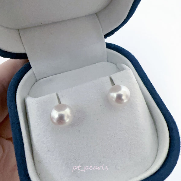 Akoya 極光花珠 8.0mm耳環 連真科研小卡證 | Akoya Aurora Hanadama 8.0mm Earrings with Japan PSL Card Cert