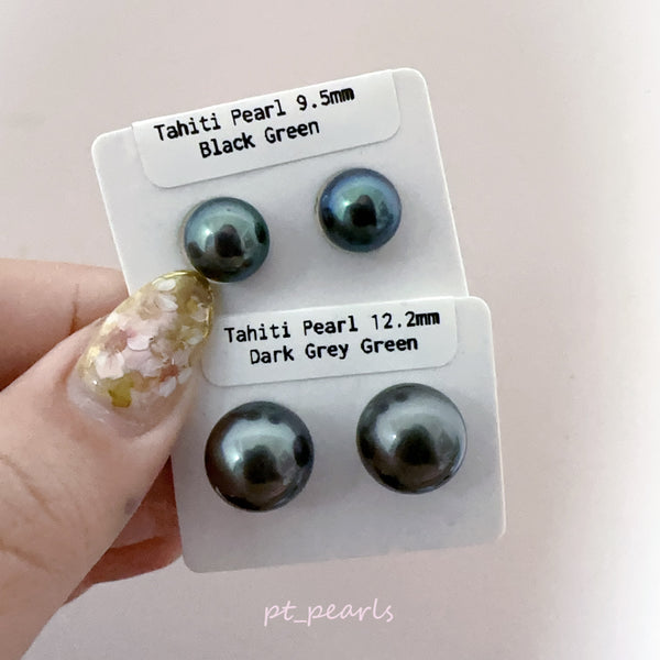 (Anniversary Sale) 頂級極光大溪地 9.5 / 12.2mm 耳環 | Top Grade Aurora Tahiti Pearl 9.5 / 12.2mm Earrings