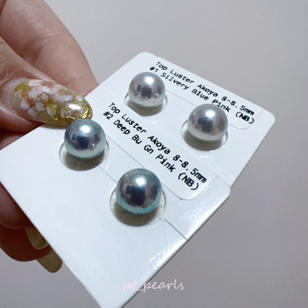 (Anniversary Sale) 頂級皮光 無調色 極光 Akoya 8-8.5mm 耳環 | Top Grade Luster Non Color Treated Akoya 8-8.5mm earrings
