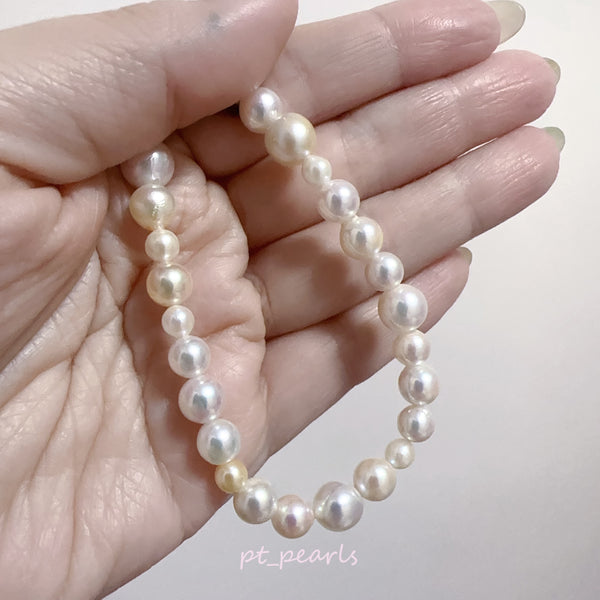 (Anniversary Sale) 極光 Akoya 糖果色 4-8.5mm 手鏈配日本銀扣 ｜Aurora Akoya Candy Color 4-8.5mm Bracelet with Silver Clasp