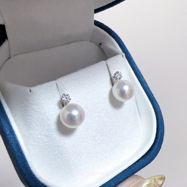 Akoya 極光天女 7.9mm戴妃款耳環 連真科研大證書 | Akoya Aurora Tennyo 7.9mm Diana Style Earrings with Japan PSL certificate