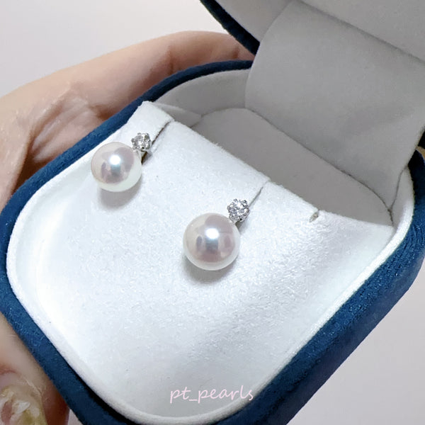 Akoya 極光天女 7.9mm戴妃款耳環 連真科研大證書 | Akoya Aurora Tennyo 7.9mm Diana Style Earrings with Japan PSL certificate