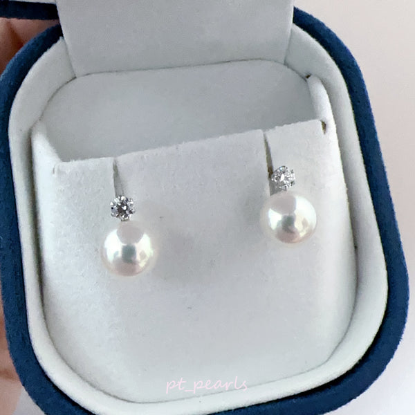 Akoya 極光天女 7.9mm戴妃款耳環 連真科研大證書 | Akoya Aurora Tennyo 7.9mm Diana Style Earrings with Japan PSL certificate