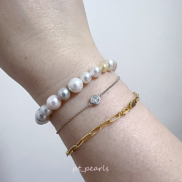 (Anniversary Sale) 極光 Akoya 糖果色 5-9mm 手鏈配日本銀扣 ｜Aurora Akoya Candy Color 5-9mm Bracelet with Silver Clasp