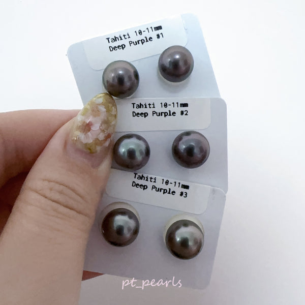 (超特價) 大溪地 10-11mm 深紫色系耳環 | (Special Offer) Tahiti Pearl 10-11mm in Deep Purple