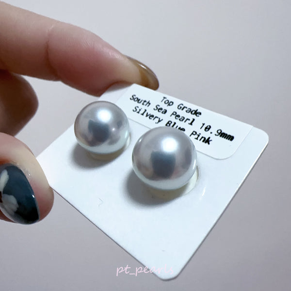 頂級 極光澳白珍珠 銀藍粉色 10.9mm 配18K配件 | Top Grade South Sea White Pearl in Silvery Blue Pink 10.9mm with 18K setting