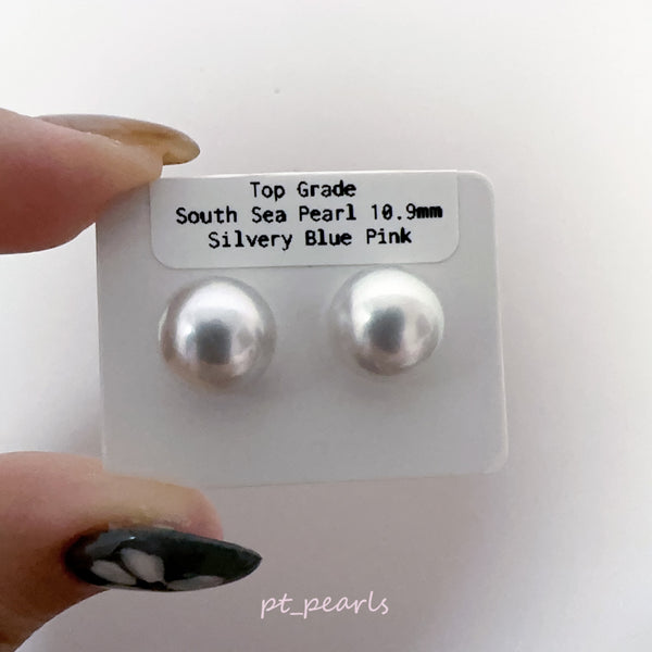 頂級 極光澳白珍珠 銀藍粉色 10.9mm 配18K配件 | Top Grade South Sea White Pearl in Silvery Blue Pink 10.9mm with 18K setting