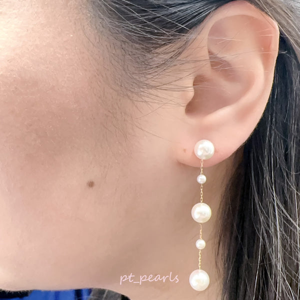 🫧泡泡款 Akoya 櫻花粉色 3.5-8mm 垂吊耳環 | Bubble Style Akoya Sakura Pink 3.5-8mm Dangling Earrings