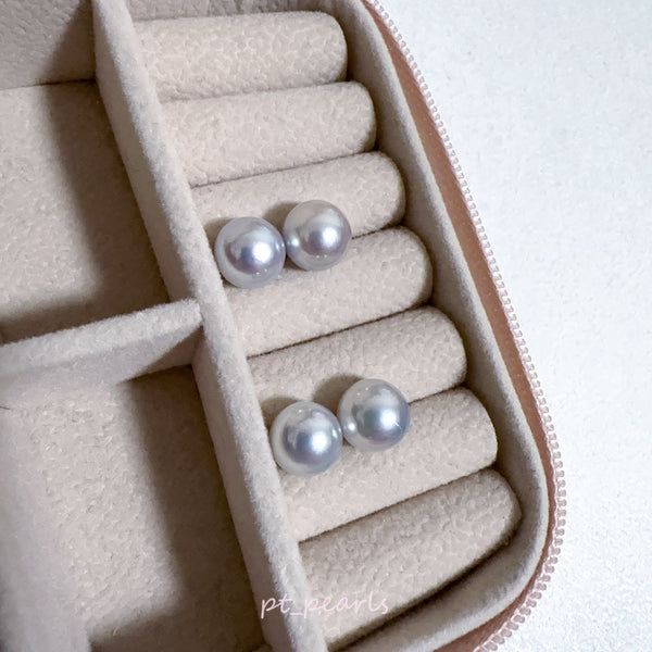 AAAA級 無調色 真多麻色系 Akoya 9-9.5mm 耳環 | AAAA Grade Akoya Non Color Treated Madama 9-9.5mm Earrings