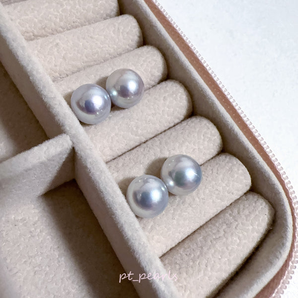 AAAA級 無調色 真多麻色系 Akoya 9-9.5mm 耳環 | AAAA Grade Akoya Non Color Treated Madama 9-9.5mm Earrings