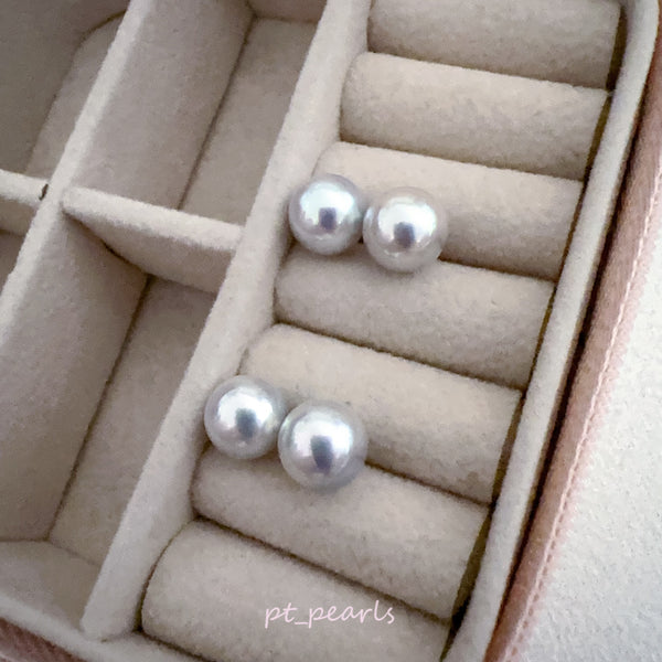 AAAA級 無調色 真多麻色系 Akoya 9-9.5mm 耳環 | AAAA Grade Akoya Non Color Treated Madama 9-9.5mm Earrings