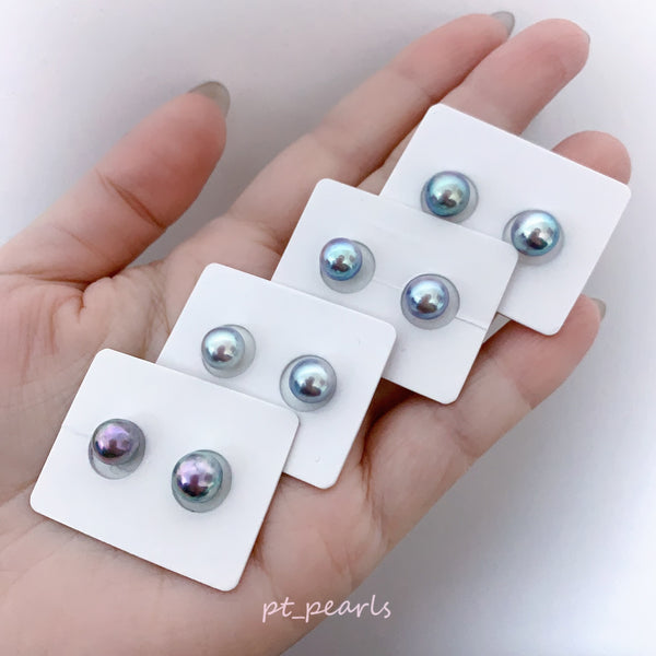 Akoya 極光巴洛克 人魚色無調色 7.5-8mm耳環 | Aurora Akoya Baroque Mermaid Color Non Color Treated 7.5-8mm Earrings