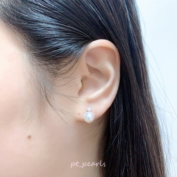 Akoya 極光天女 7.9mm戴妃款耳環 連真科研大證書 | Akoya Aurora Tennyo 7.9mm Diana Style Earrings with Japan PSL certificate