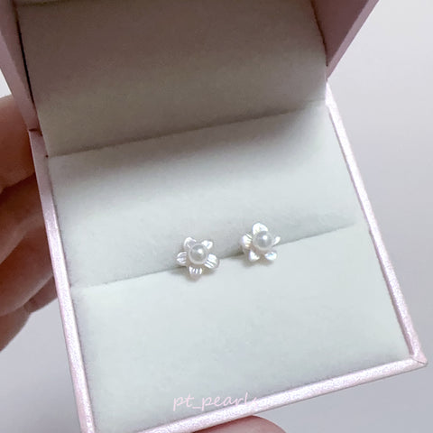 (Summer Sale) Akoya 3.5-4mm 配珍珠貝母耳環 | Akoya 3.5-4mm with Mother Pearl Earrings