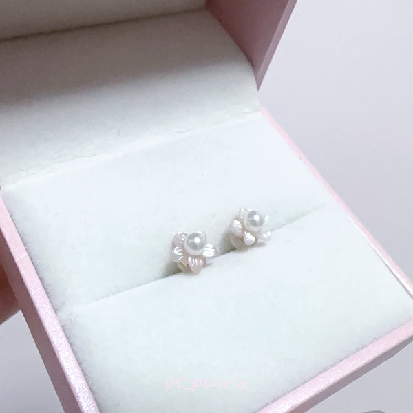 (Summer Sale) Akoya 3.5-4mm 配珍珠貝母耳環 | Akoya 3.5-4mm with Mother Pearl Earrings