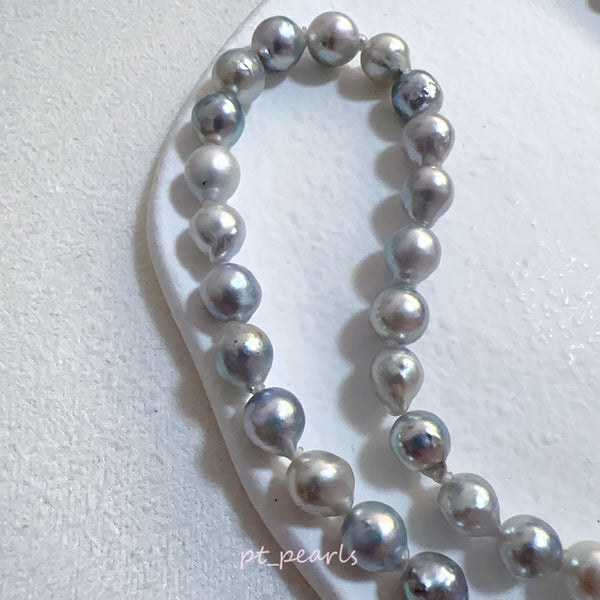 (Summer Sale) Akoya 無調色 銀藍色 6-8.5mm 60cm 頸鏈 | Akoya Non Color Treated Silvery Blue 6-8.5mm 60cm Pearl Strand
